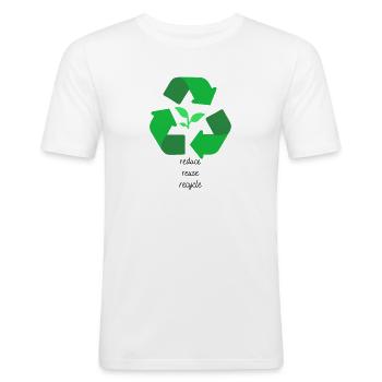 Réduire. Recycler. Recyclage - T-shirt près du corps Homme - blanc - Devant - Nik (191cm)