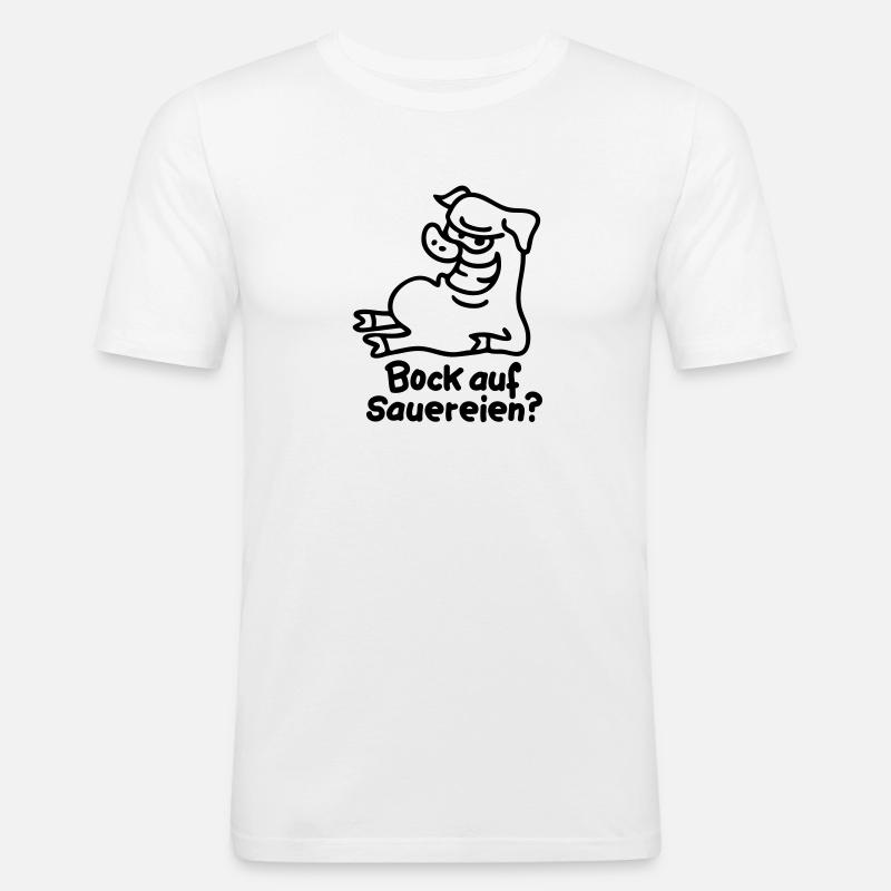 Bock auf Sauereien - line - Männer Slim Fit T-Shirt - Weiß