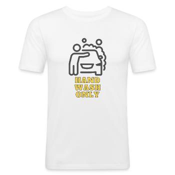 Hand Wash Only - T-shirt près du corps Homme - blanc - Devant - Nik (191cm)