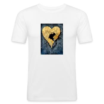 Cœur brisé - T-shirt près du corps Homme - blanc - Devant - Nik (191cm)