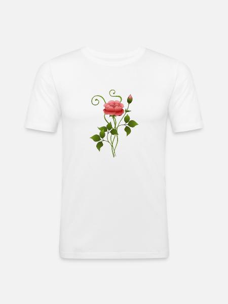 Fleur - T-shirt près du corps Homme - blanc