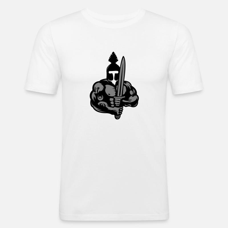 spartan warrior - Männer Slim Fit T-Shirt - Weiß