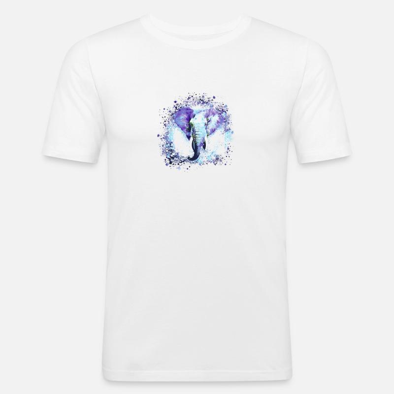 Elefant, Graffiti, Malerei, blau,Wildnis - Männer Slim Fit T-Shirt - Weiß