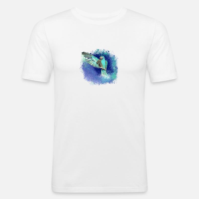 sittich ara,,vogel,graffiti,mint,blau,brush,spray - Männer Slim Fit T-Shirt - Weiß