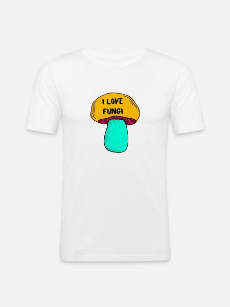 Ich liebe Pilze - Männer Slim Fit T-Shirt - Weiß