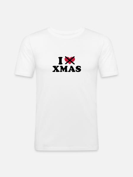 I hate xmas christmas - T-shirt près du corps Homme - blanc
