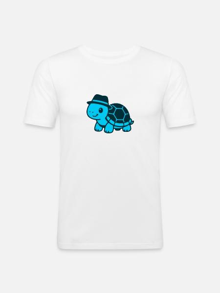 Running turtle with hat - Men's Slim Fit T-Shirt - white
