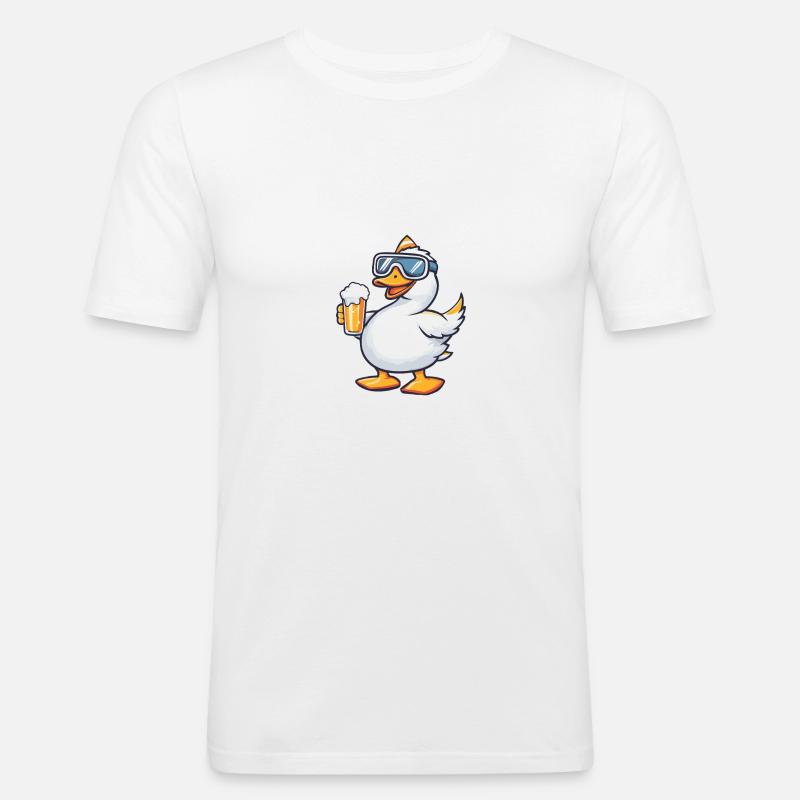 Gans Apres Ski Bier Comic - Männer Slim Fit T-Shirt - Weiß