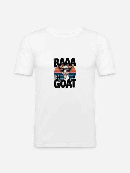 Grappige geit met zonnebrilpret - Mannen slim fit T-shirt - wit