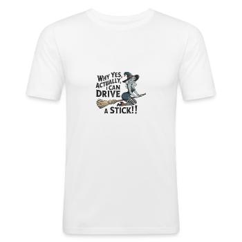 Ja, Ich Kann Einen Besen Lenken Hexe - Männer Slim Fit T-Shirt - Weiß - Vorne - Nik (191cm)