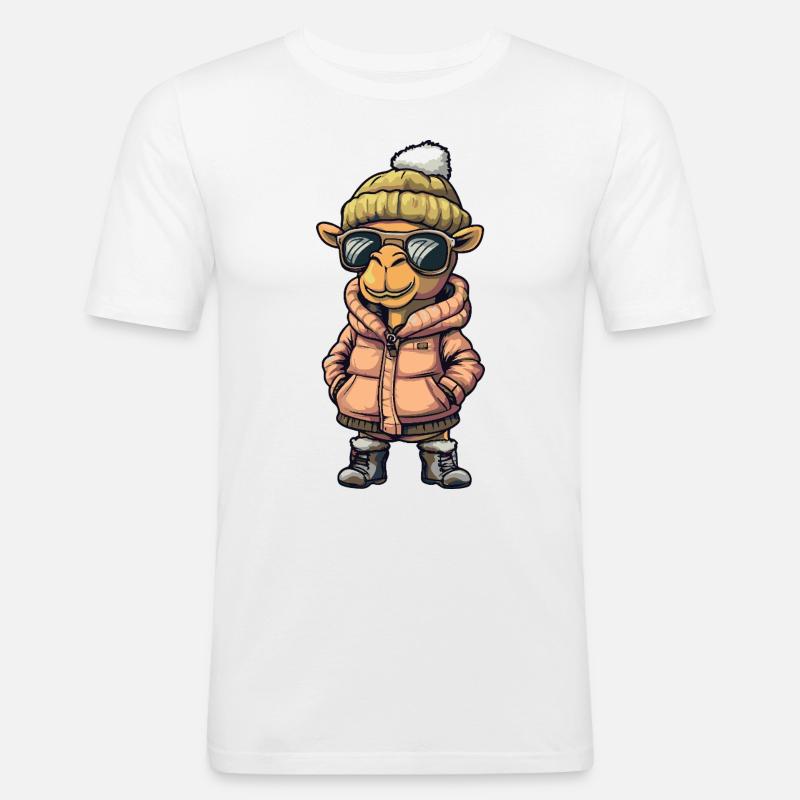 Kamel Cool Comic - Männer Slim Fit T-Shirt - Weiß