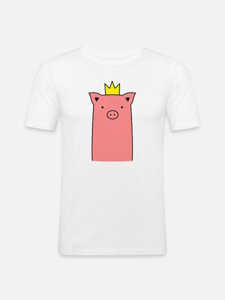 Sow piglet piggy with crown gift - Men's Slim Fit T-Shirt - white