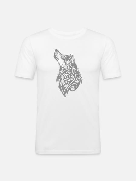 Nordic Wolf Tribal Tattoo - Men's Slim Fit T-Shirt - white