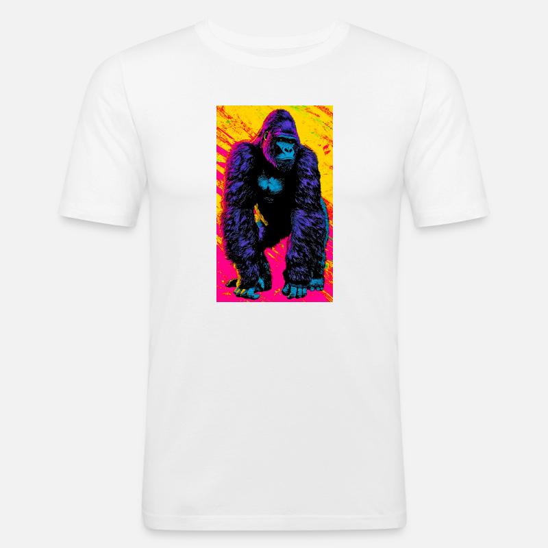 Gorilla - Männer Slim Fit T-Shirt - Weiß