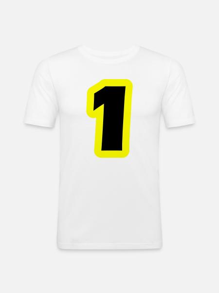 1 Symbole numérique - T-shirt près du corps Homme - blanc