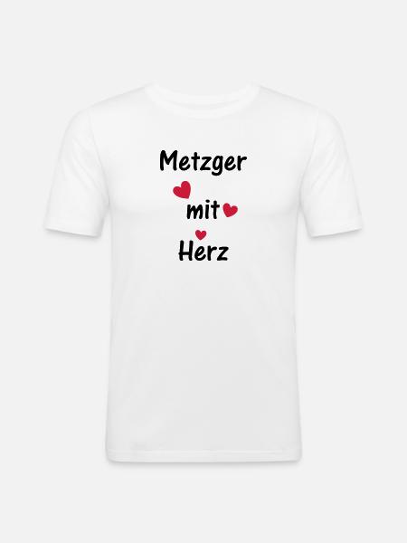Metzger mit Herz - Männer Slim Fit T-Shirt - Weiß
