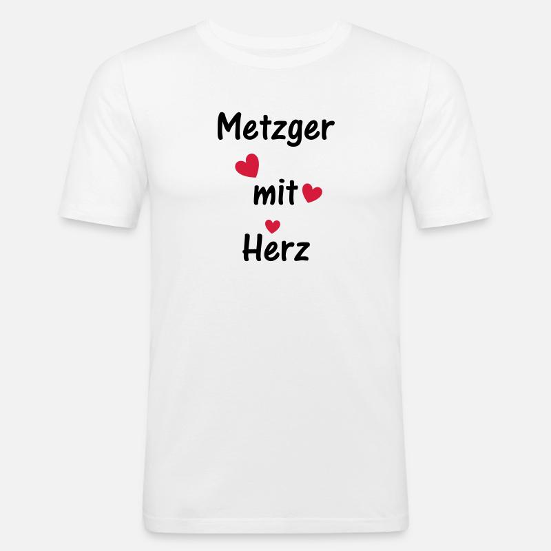 Metzger mit Herz - Männer Slim Fit T-Shirt - Weiß