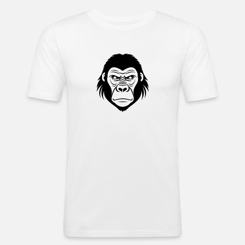 Gorilla - Männer Slim Fit T-Shirt - Weiß