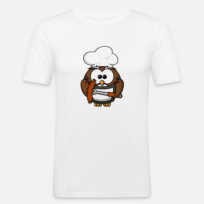Grillmeister Eule / Papa Eule - Männer Slim Fit T-Shirt - Weiß