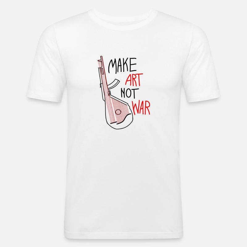 Make Art No War - Männer Slim Fit T-Shirt - Weiß