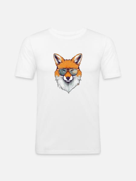 Pit the bespectacled fox - Men's Slim Fit T-Shirt - white