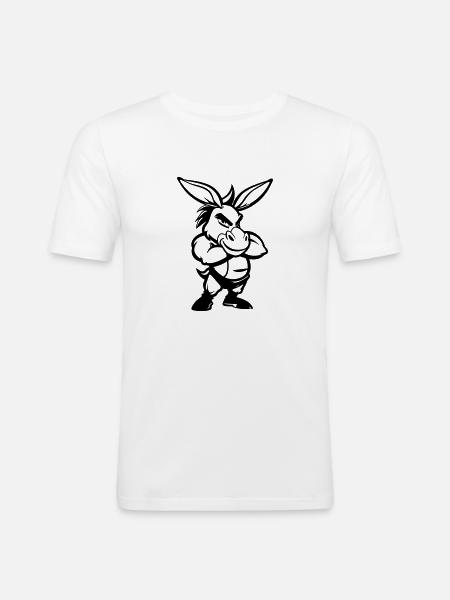 esel comic - Männer Slim Fit T-Shirt - Weiß