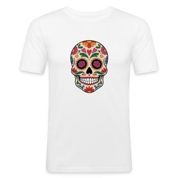 Zuckerschädel - Männer Slim Fit T-Shirt - Weiß - Vorne - Nik (191cm)