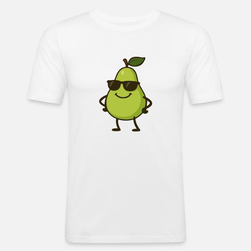 Poire Bande Dessinée Cool - T-shirt près du corps Homme - blanc