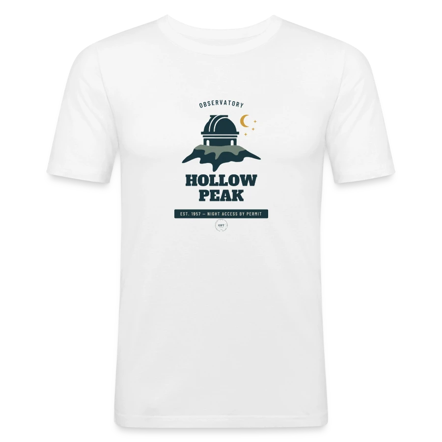 Hollow Peak badge on a men's slim fit t-shirt, white, front