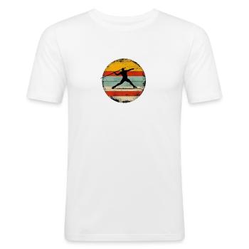 Javelin Throw 6 - Männer Slim Fit T-Shirt - Weiß - Vorne - Nik (191cm)