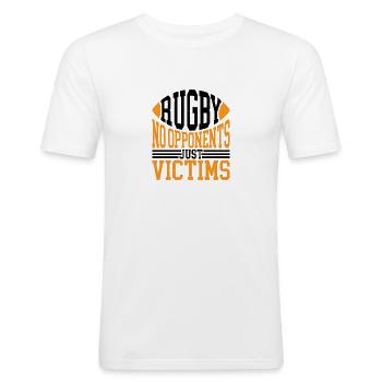 Rugby No Opponents Just Victims 6 - Männer Slim Fit T-Shirt - Weiß - Vorne - Nik (191cm)