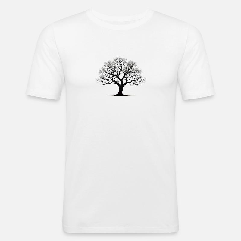 Einfache Baum Silhouette - Männer Slim Fit T-Shirt - Weiß