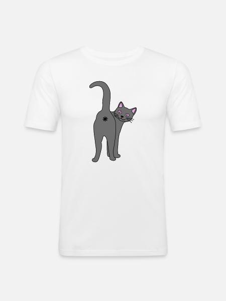 Naughty cat - Men's Slim Fit T-Shirt - white