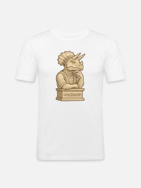 Stoiceratops - T-shirt près du corps Homme - blanc