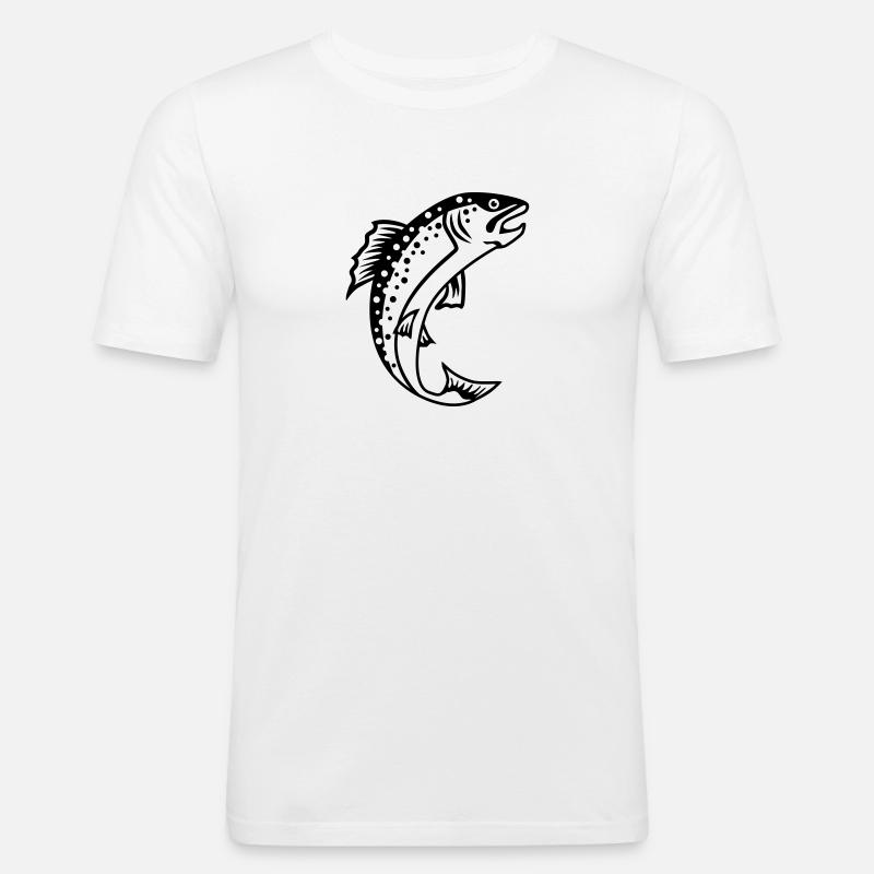 Forelle - Männer Slim Fit T-Shirt - Weiß