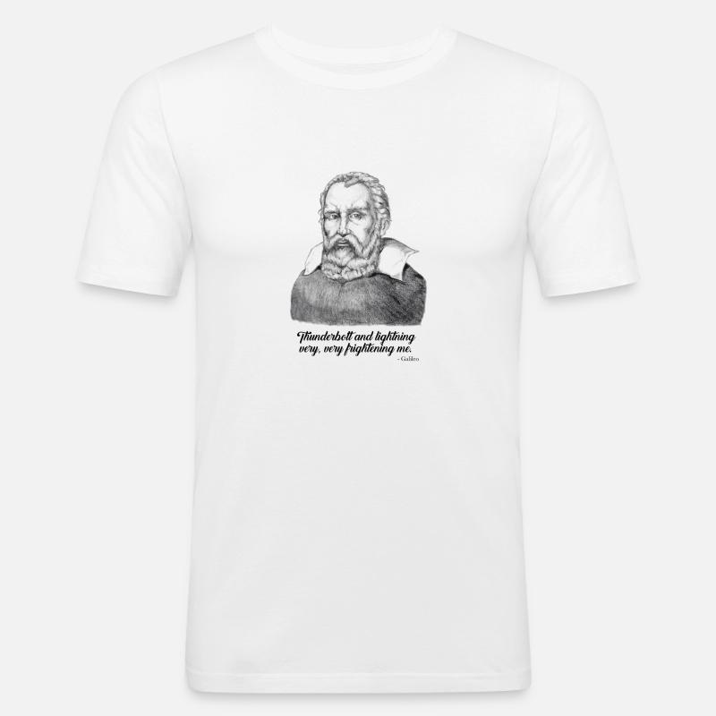 Galileo Quotes - Thunder & Lightning - Science - Männer Slim Fit T-Shirt - Weiß