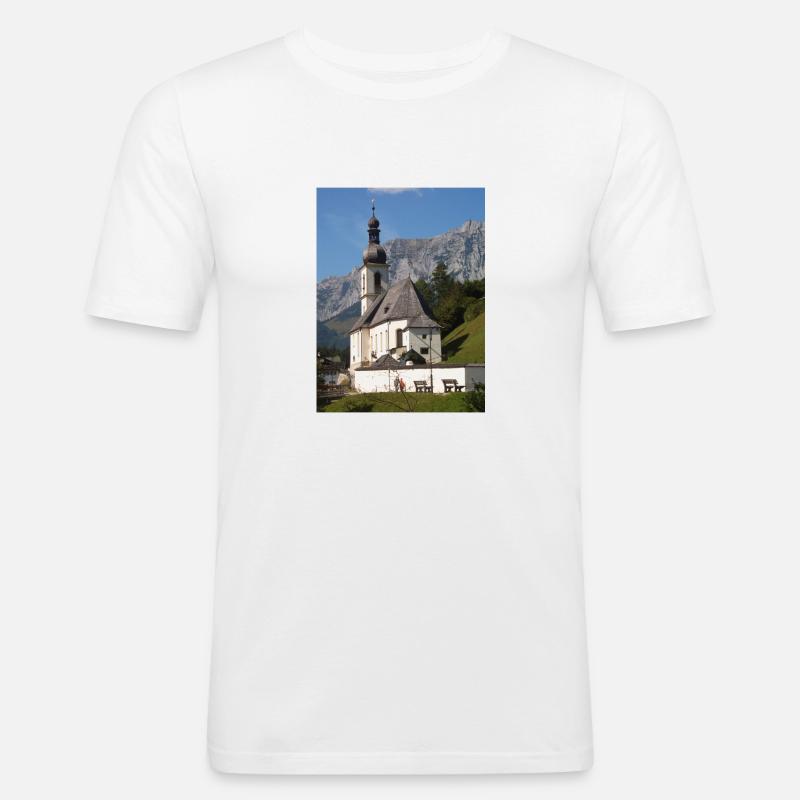 Ramsauer Kirche bei Berchtesgaden - Männer Slim Fit T-Shirt - Weiß