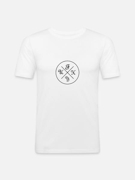 Fuck you - Männer Slim Fit T-Shirt - Weiß