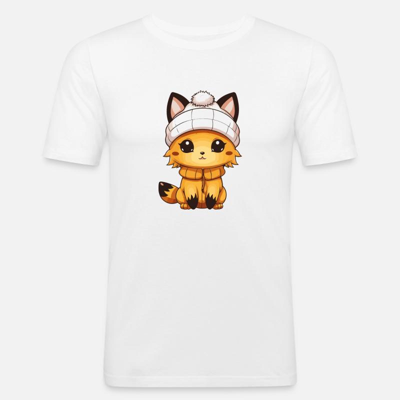 Fuchs Comic - Männer Slim Fit T-Shirt - Weiß