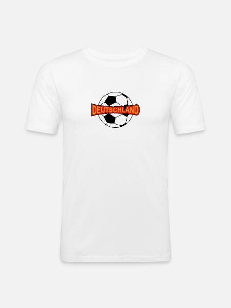 Deutschland mit Fussball - Männer Slim Fit T-Shirt - Weiß