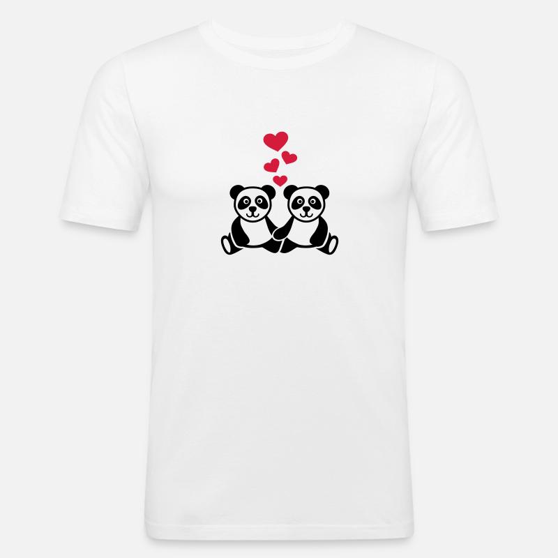 Panda - Männer Slim Fit T-Shirt - Weiß
