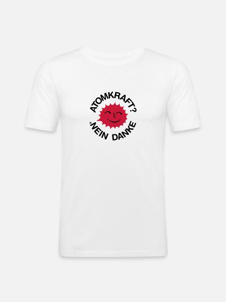 Nuclear power? No thank you! Logo smiling sun - Men's Slim Fit T-Shirt - white