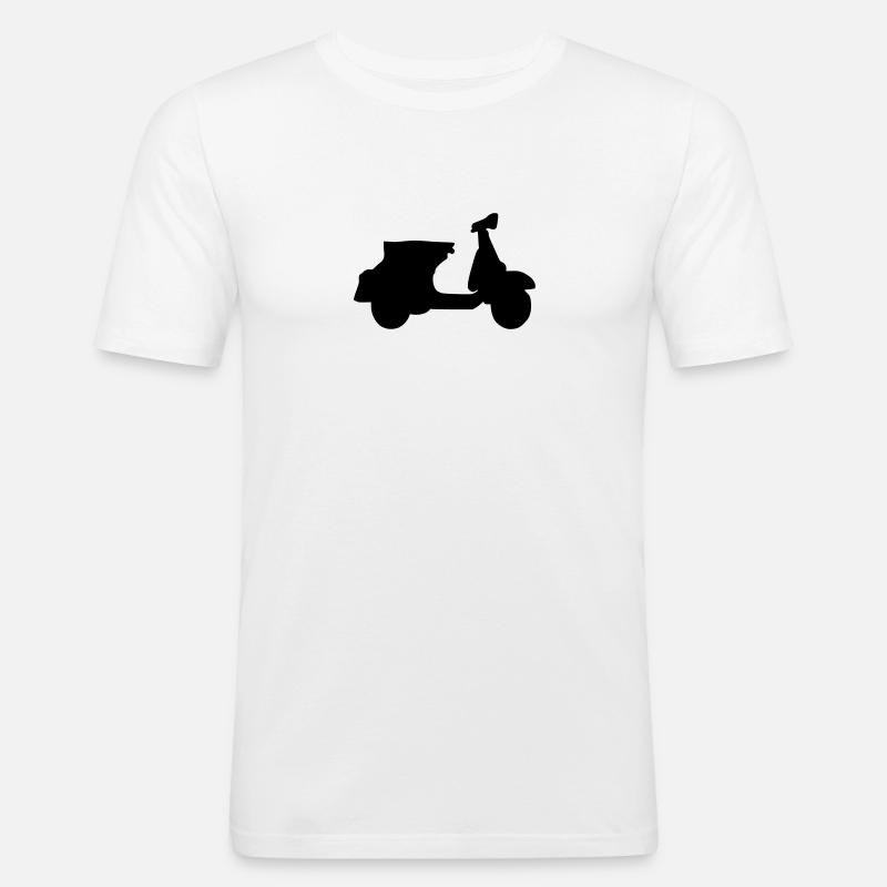 Motorroller Roller Blechroller Schaltroller - Männer Slim Fit T-Shirt - Weiß