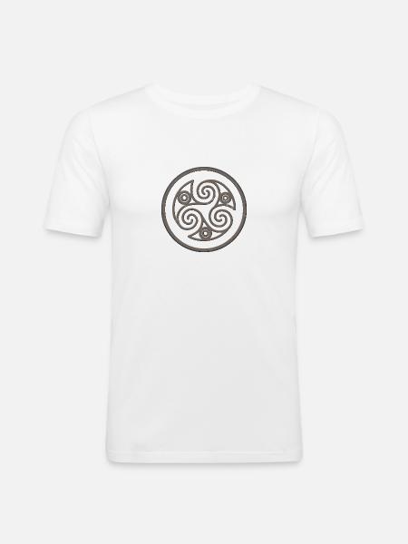 Triskele Celtic spiral brown - Men's Slim Fit T-Shirt - white