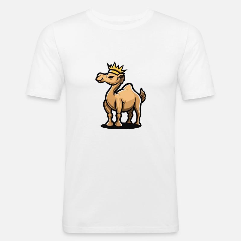 Kamel Comic Krone - Männer Slim Fit T-Shirt - Weiß