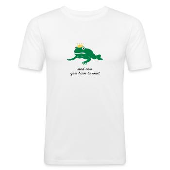 mürrischer Froschkönig - abwarten - Männer Slim Fit T-Shirt - Weiß - Vorne - Nik (191cm)