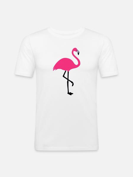 Flamingo Summer Sun Beach - T-shirt près du corps Homme - blanc