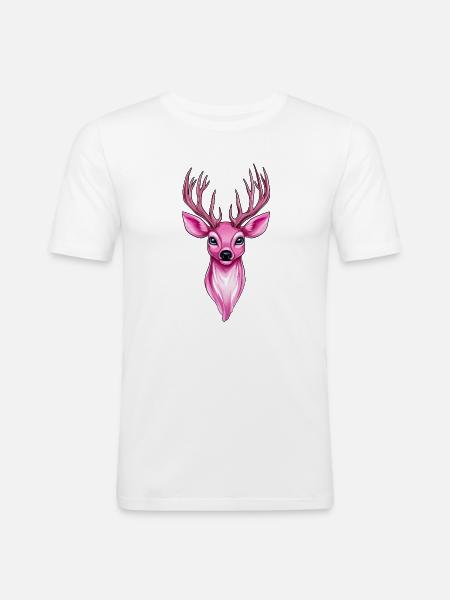 pink fantasy deer - Men's Slim Fit T-Shirt - white