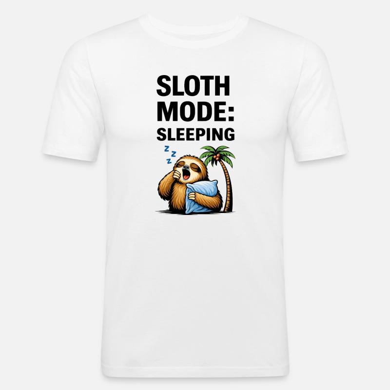 Søvnig Dovendyr Palmenat - Herre Slim Fit T-Shirt - hvid