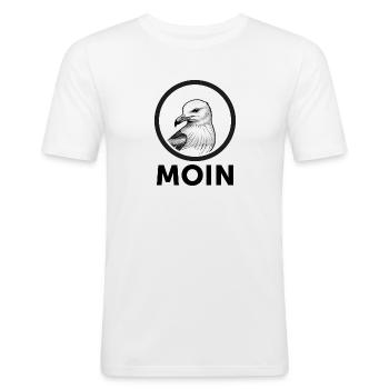 Moin Möwe - Männer Slim Fit T-Shirt - Weiß - Vorne - Nik (191cm)